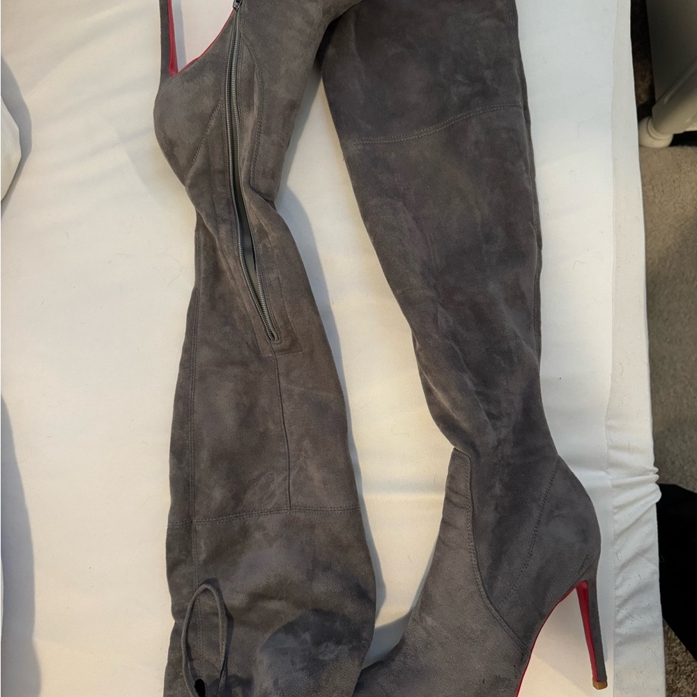 Gray Over-the-Knee Women's Boots - louboutin inspired